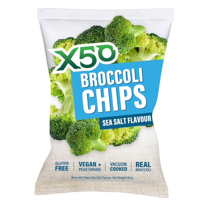X50 Broccoli Chips Sea Salt 60g for wholesale by Tribeca Health