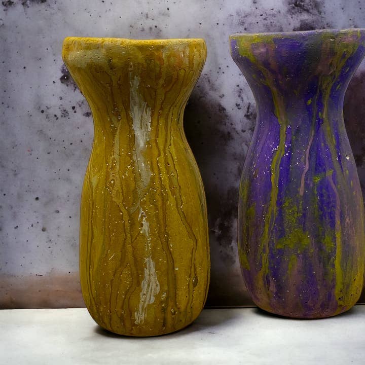 Sunsum Intentional Living - Wholesale Vase - Cement Vase, Watercolor Fluid Art, Silhouette, Lightweight C9