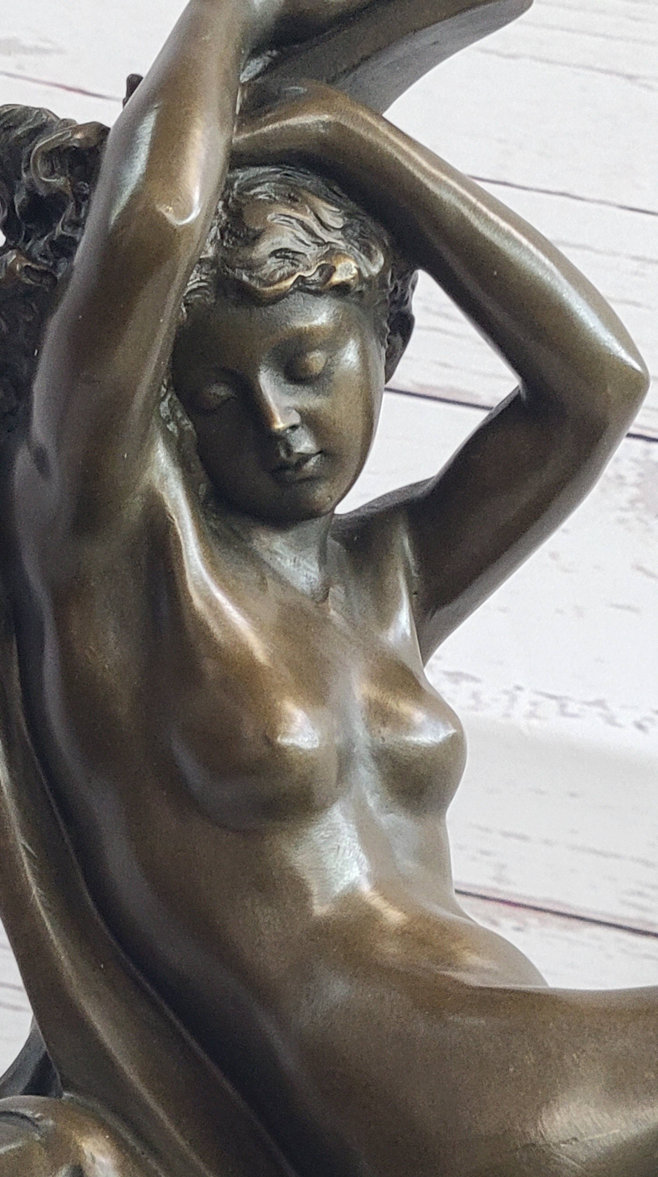 Bronzhaus - Wholesale Sculpture - Diana on a Crescent Moon by Séraphin Denécheau Bronze Sculpture on Marble Base6