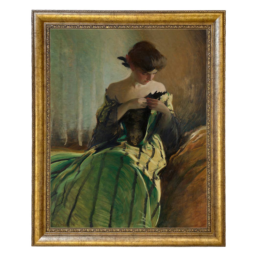 Madison Bay Co. - Historical Home Decor Reproductions - Vendita all'ingrosso Stampa artistica - Stampa su Tela Vintage di Donna in Abito Nero e Verde8