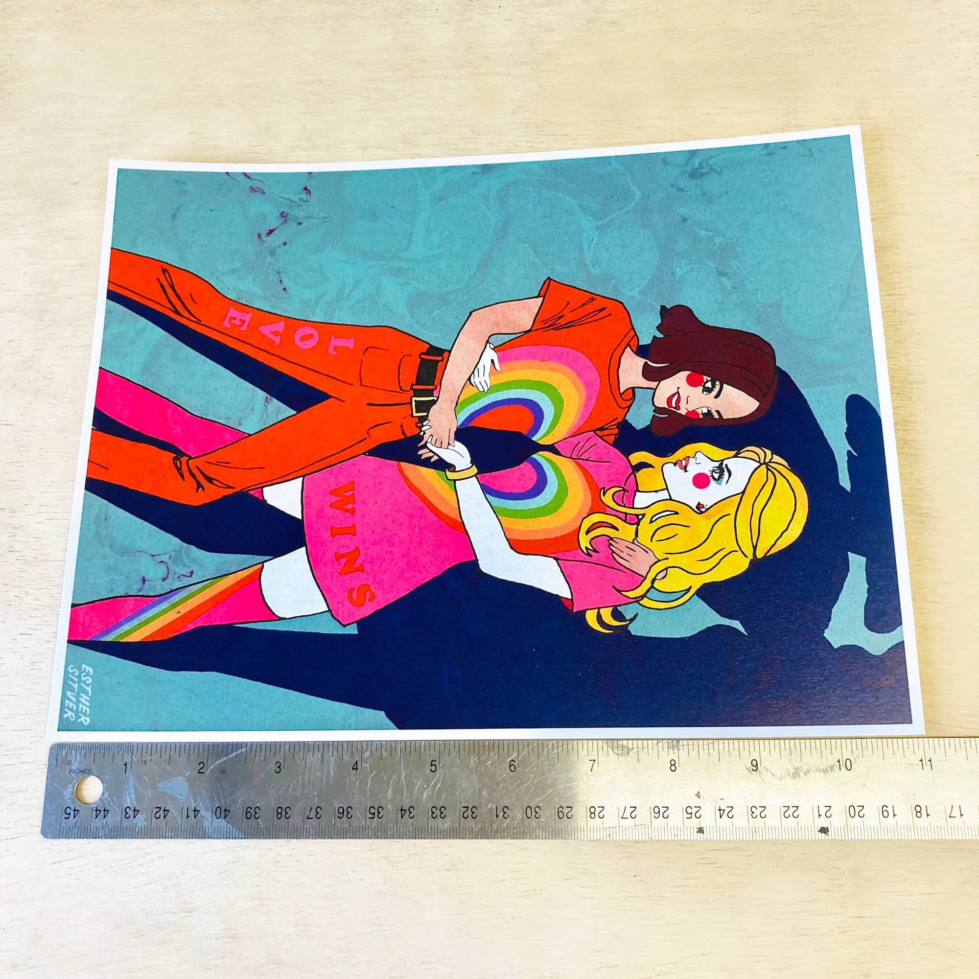 Esther Sketch - Wholesale Art Print - Groovy Pride Dolls Illustrated 8.5"x11" Barbie Art Print2