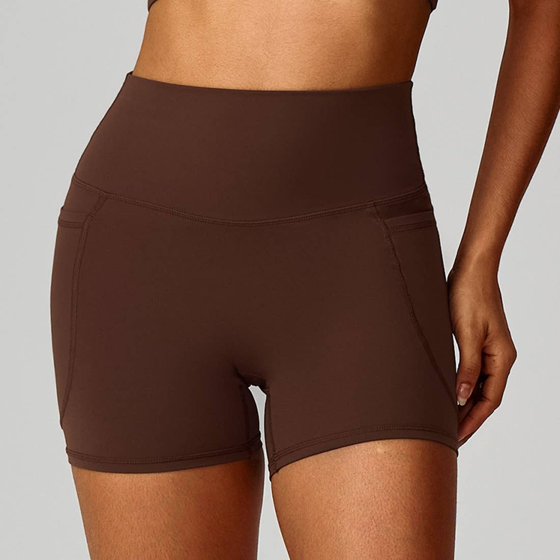 Sodalemon - Wholesale Athletic Shorts - Women's - Women High-Waist Quick-Dry Pocket Yoga Shorts5