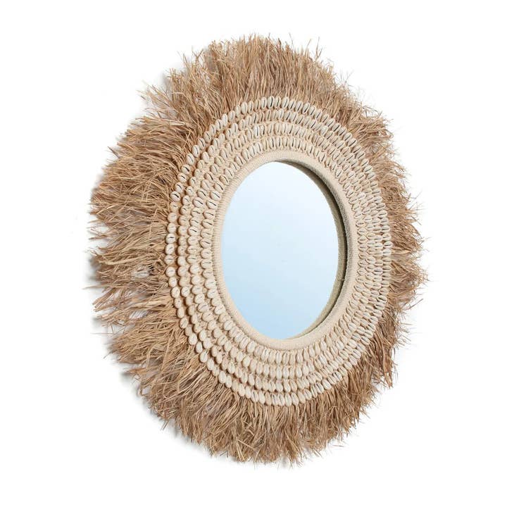 Bazar Bizar Living - Venta al por mayor Espejos de pared - Espejo The Raffia Cowrie - Blanco Natural5