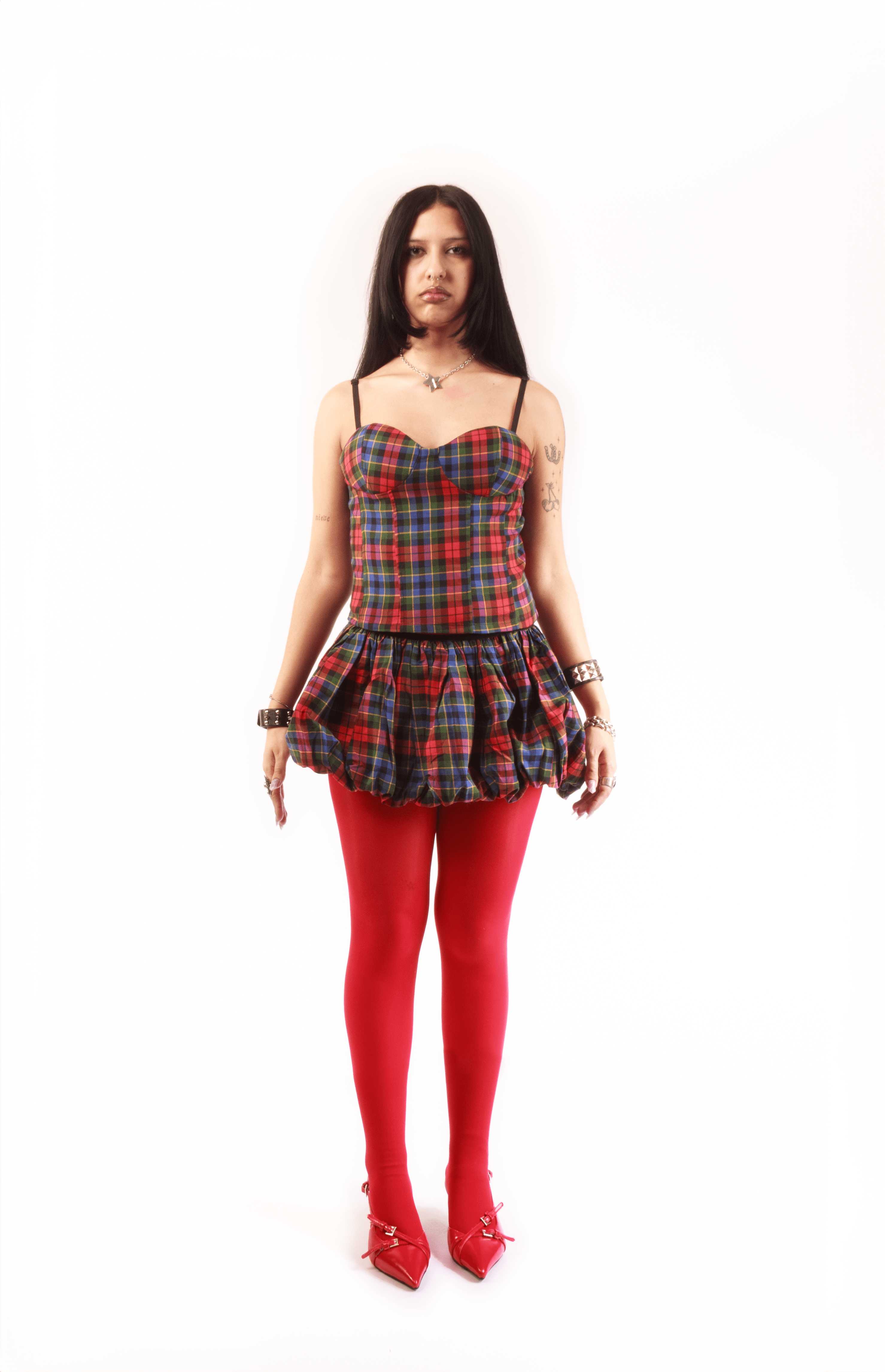 Rebel Reid - Wholesale Skirt - Women's - Plaid Bubble Mini Skirt1