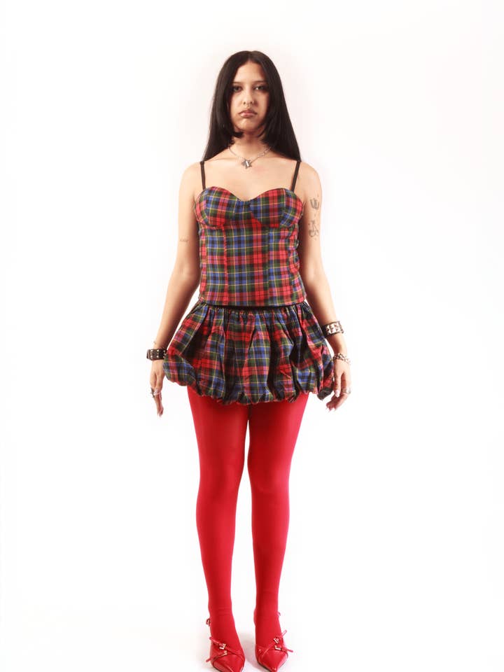 Rebel Reid - Wholesale Skirt - Women's - Plaid Bubble Mini Skirt1