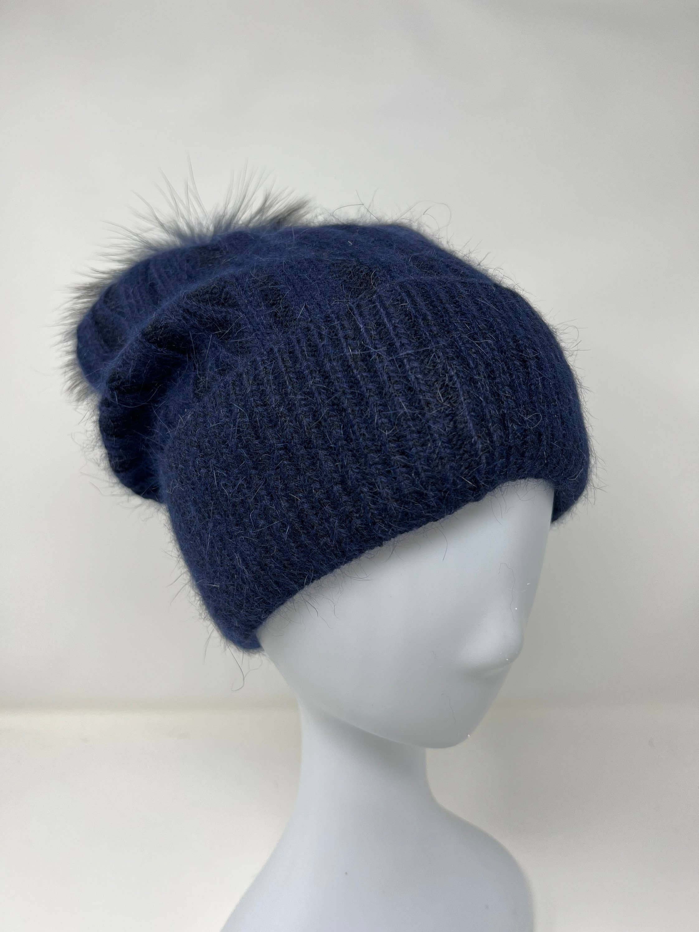 FanakoStudioNYC - Wholesale Beanie - Women's - New, Cashmere Beanie Hat For Winter, Angora Fur Beanie, Fox Fur Pompom.christmas Gift1