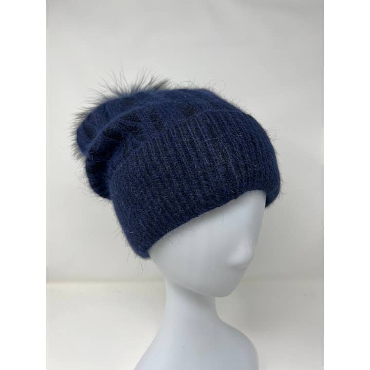 FanakoStudioNYC - Wholesale Beanie - Women's - New, Cashmere Beanie Hat For Winter, Angora Fur Beanie, Fox Fur Pompom.christmas Gift1