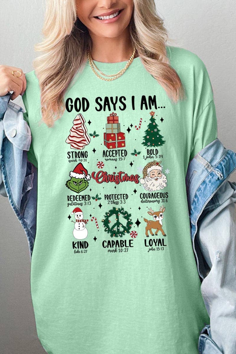 COLORBEAR – T-shirt gráfica - Unissexo por atacado – God Diays I Am Christmas Graphic Heavyweight Team4
