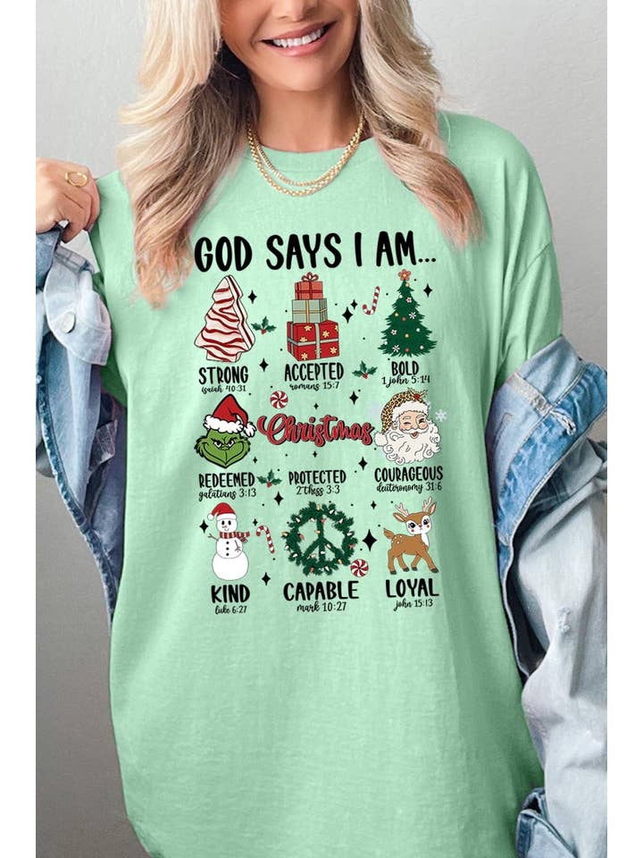 COLORBEAR - Wholesale T-Shirt (Graphic) - Unisex - God Says I Am Christmas Graphic Heavyweight Tee4