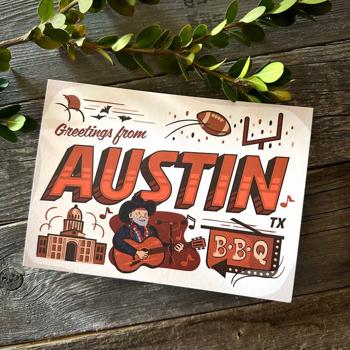 Bryan Spear Studio - Wholesale Postcard - Greetings from Austin Postcard1