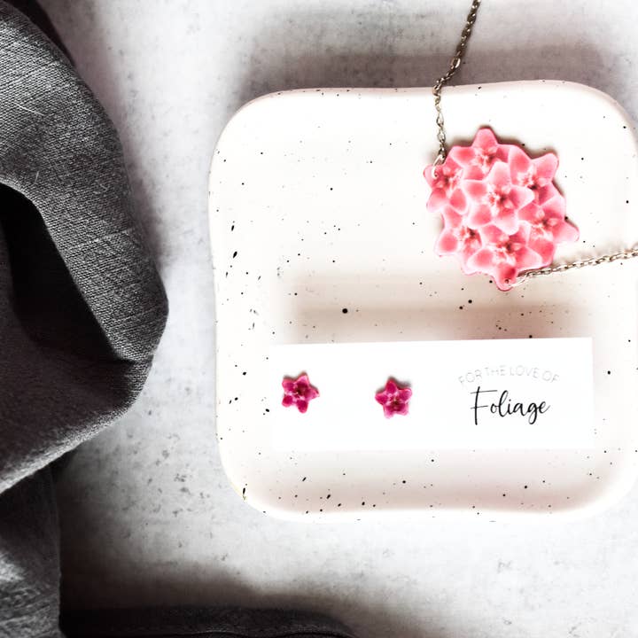 Hoya Blossom Plant Earrings Gift Set | Leaf Earrings | Hoya Necklace for wholesale by For the Love of Foliage