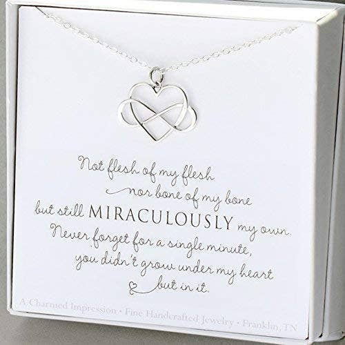 A Charmed Impression - Vente Colliers à pendentif - Cadeau non biologique pour mère et enfant • Argent sterling • Collier en forme de cœur infini • Bijoux souvenirs • Cadeaux d'adoption pour femmes et filles • Fille et belle-fille • Unique et significatif5