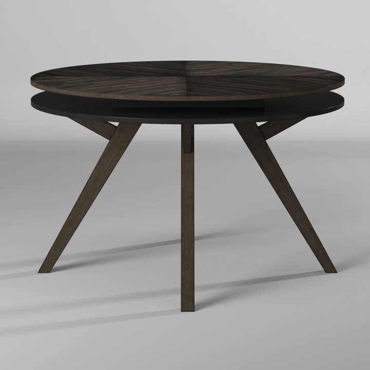 Rustieke ronde eettafel in espresso met opbergrek voor wholesale door IDEAZ International LLC