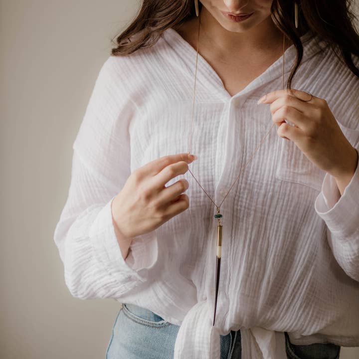 Commonform - Wholesale Pendant/Charm Necklace - Yellowstone Beth Dutton Quill Necklace // Turquoise // 32"1