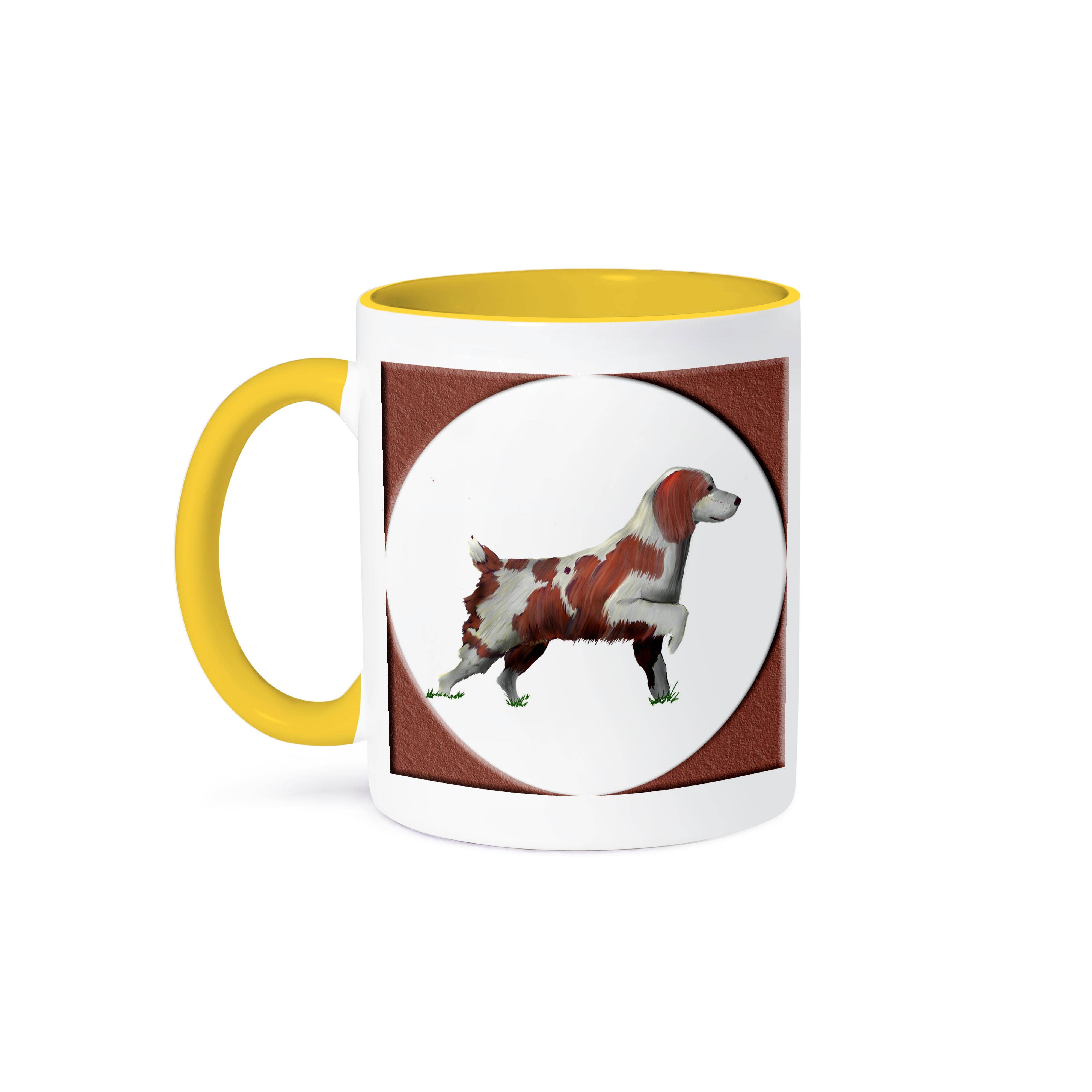 3dRose - Vendita all'ingrosso Tazza - 3dRose, Dipinto digitale a olio di un Springer Spaniel su sfondo bianco in una cornice rotonda coordinata, Tazza0