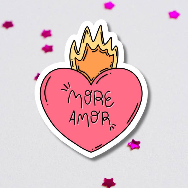 More Amor Sacred Heart Vinyl Sticker for wholesale by Get Stoked