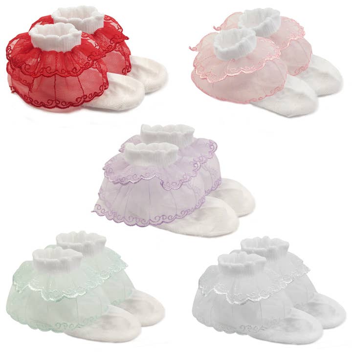 Wrapables Double Layer Lace Ruffle Socks (Set of 5) for wholesale by Wrapables.com
