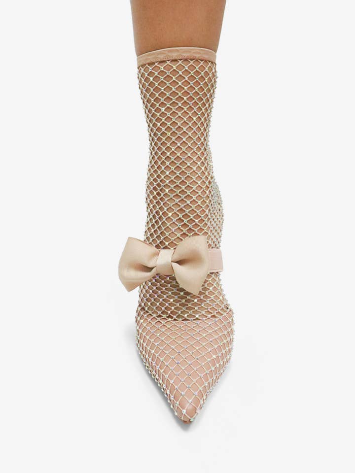 Lemonade Shoes - Wholesale High Heels - Women's - GAZILLION - Rhinestone Mesh Heels w/ Bow 12