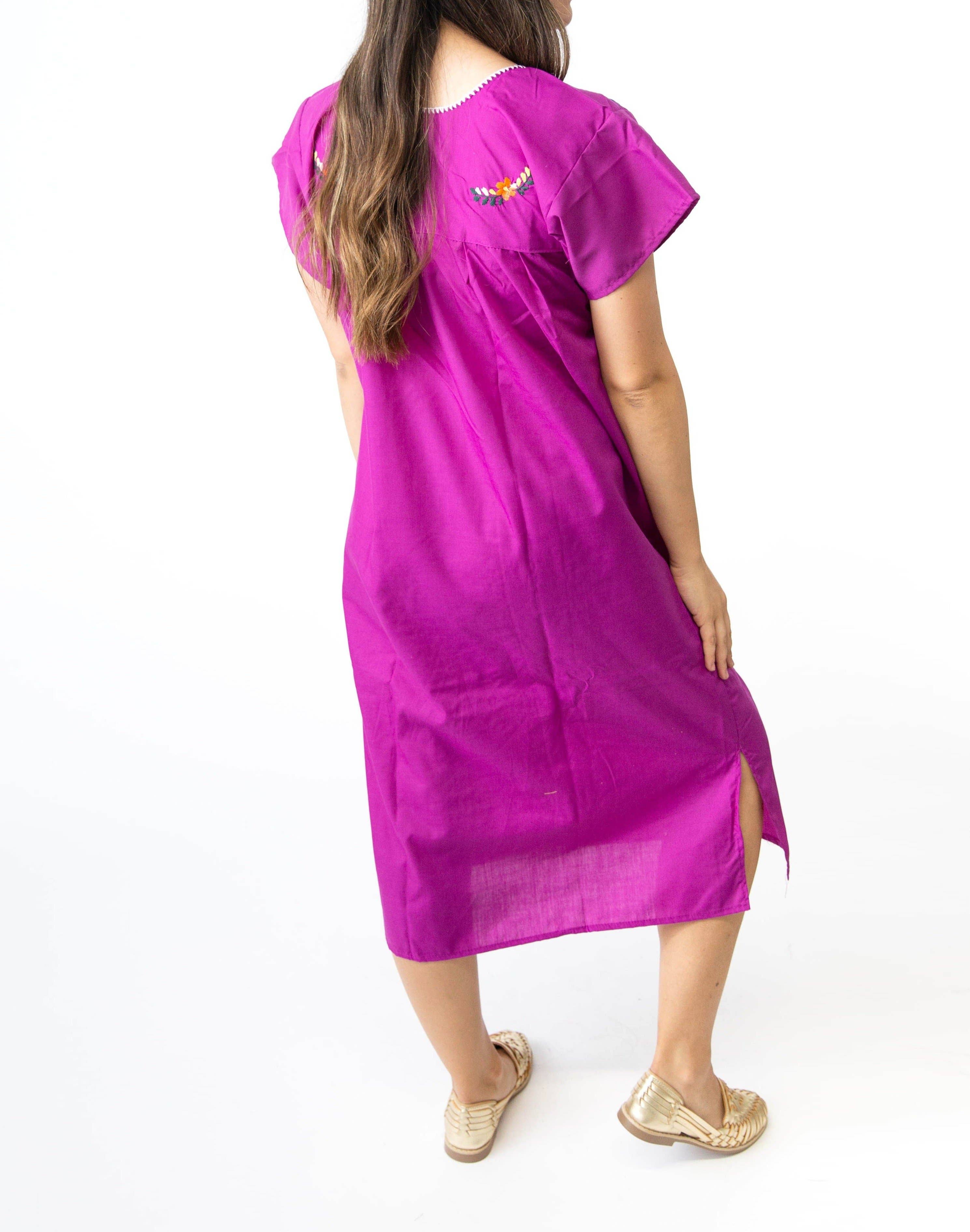 SIDREY - Venta al por mayor Vestido - Mujer - Vestido Pueblo bordado mexicano SIDREY - Magenta1