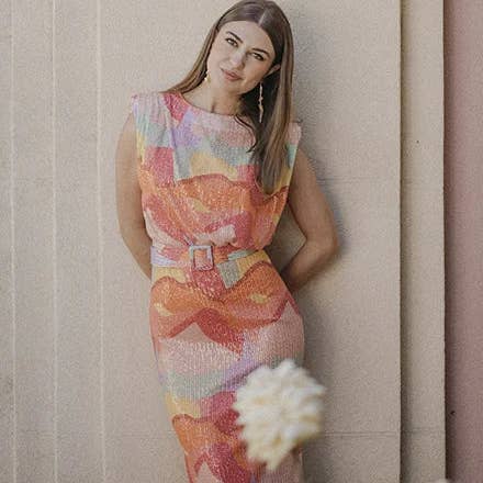 Maracuyá multicolor paillettenjurk voor wholesale door ACUS