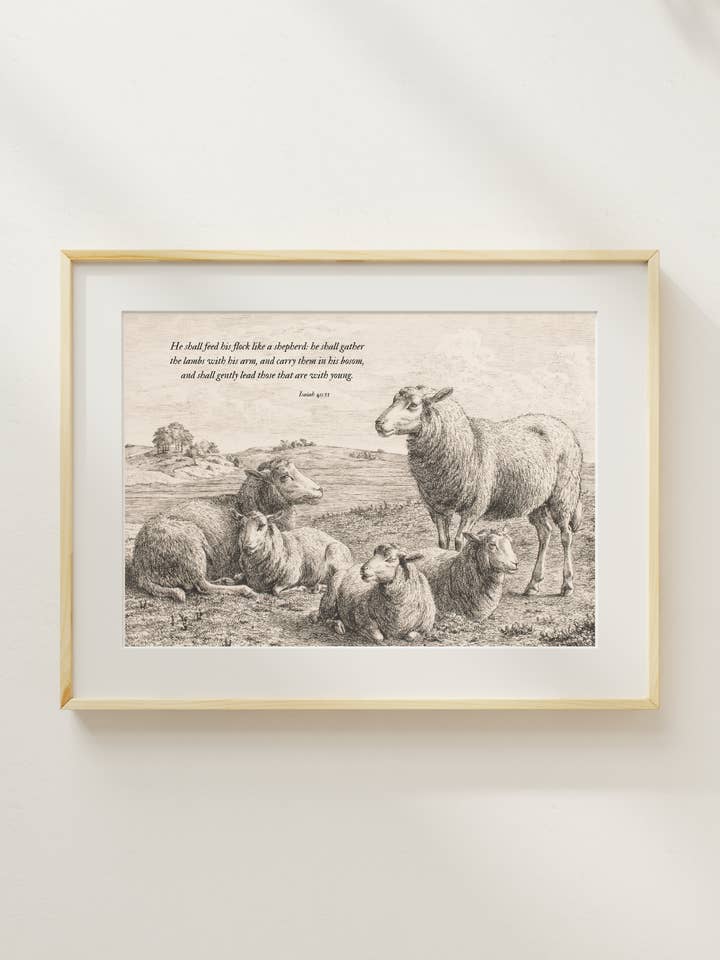 He Shall Gently Lead Scripture Art Print for wholesale by These Stones