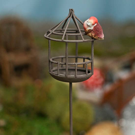 Factory Direct Craft - Wholesale Doll accessory kit – Kids - Miniature Rustic Wire Birdcage on Stake1