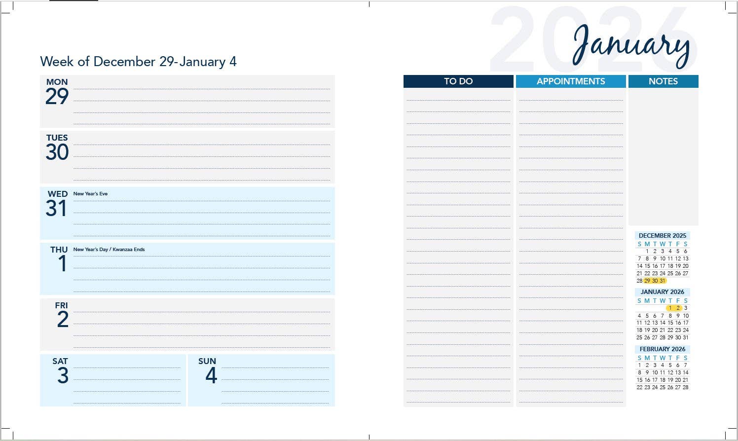 RE-FOCUS THE CREATIVE OFFICE - Wholesale Calendar - 2026 ANNUAL CALENDAR BUNDLE!  3 PACK, One each of Black, White, and Purple7