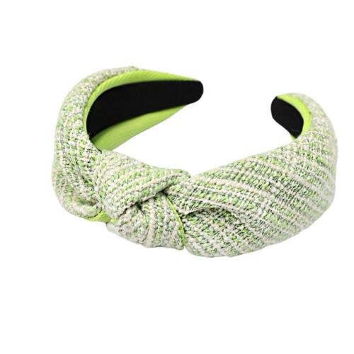 Limettengrünes und weißes Tweed-Stirnband für den Großhandel von Fleur de lys collections
