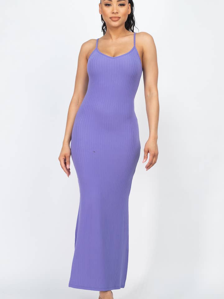 CAPELLA APPAREL - Wholesale Dress - Women's - Ribbed Side Slit Long Cami Dress2