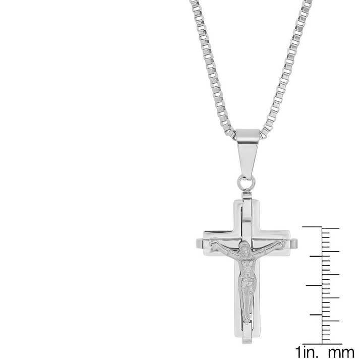 Steeltime NYC - Vendita all'ingrosso Collana con ciondolo/pendaglio - Ciondolo Crocifisso in Acciaio Inossidabile2