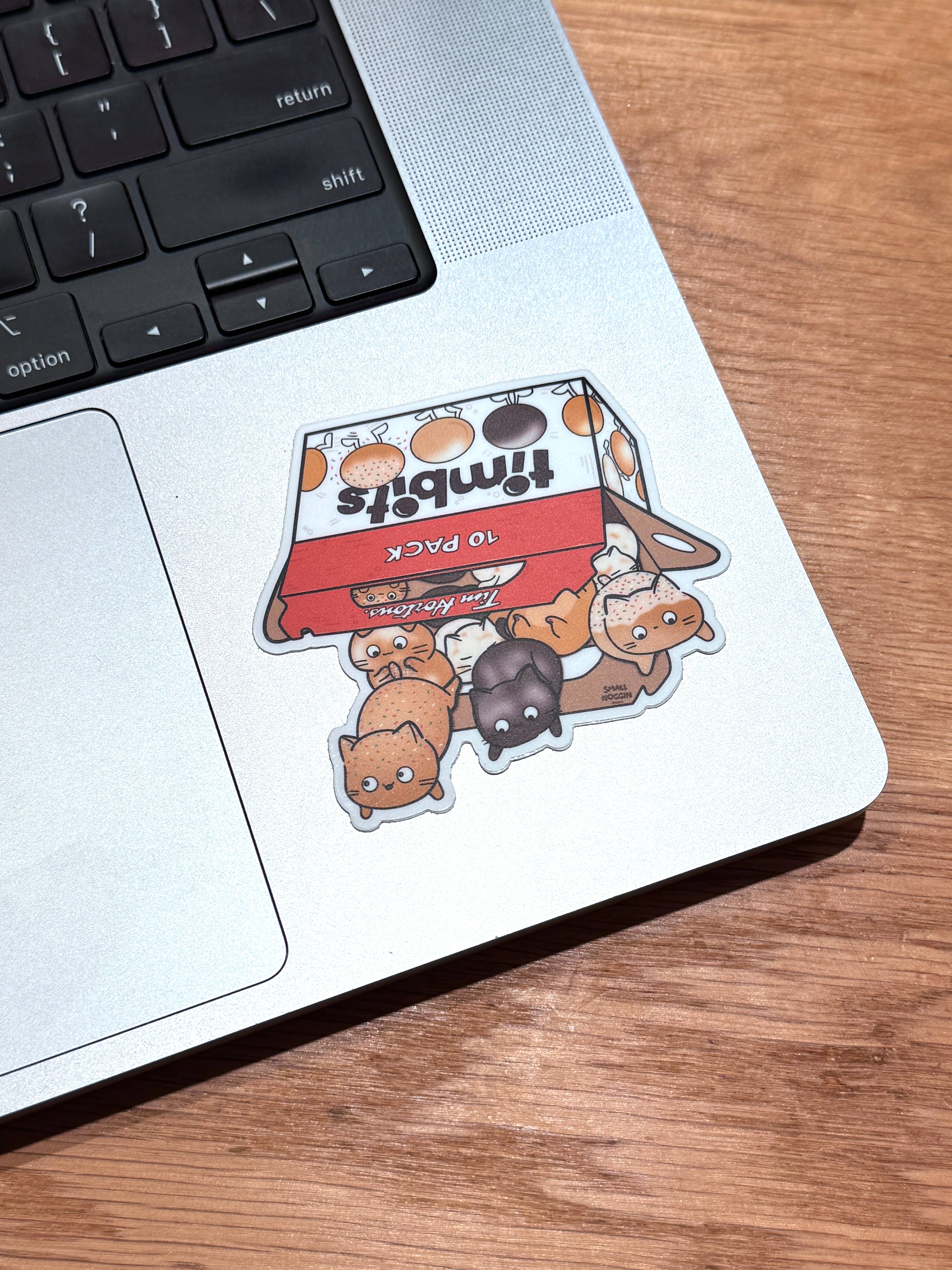 Small Noggin Studios - Wholesale Sticker - Tim Horton Timbits Cat Donuts Vinyl Sticker1