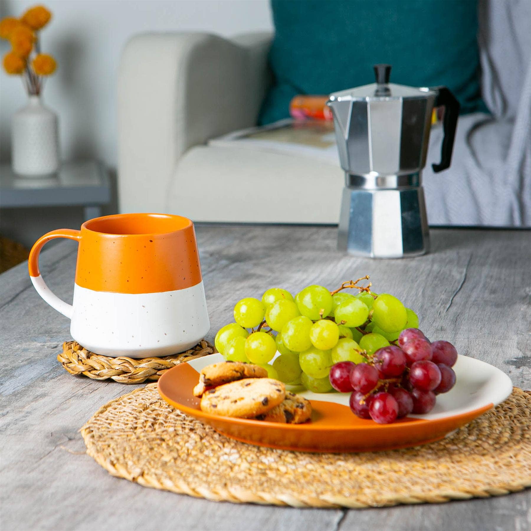 Rinkit Ltd - Vente Assiette - Assiette de dîner en céramique Nicola Spring, 20,5 cm, orange bicolore2