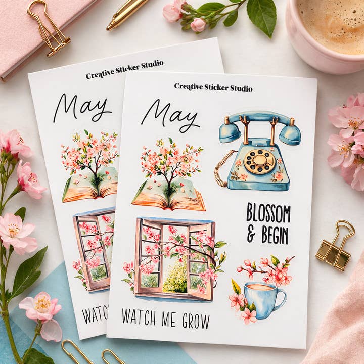 Sticker Sheet Set of 2 - Planner Months May for wholesale by Creative Sticker Studio