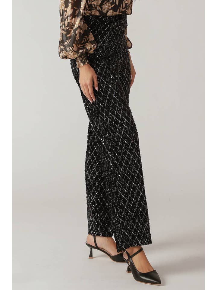 Black A sequin pant - IP8688 for wholesale on Faire