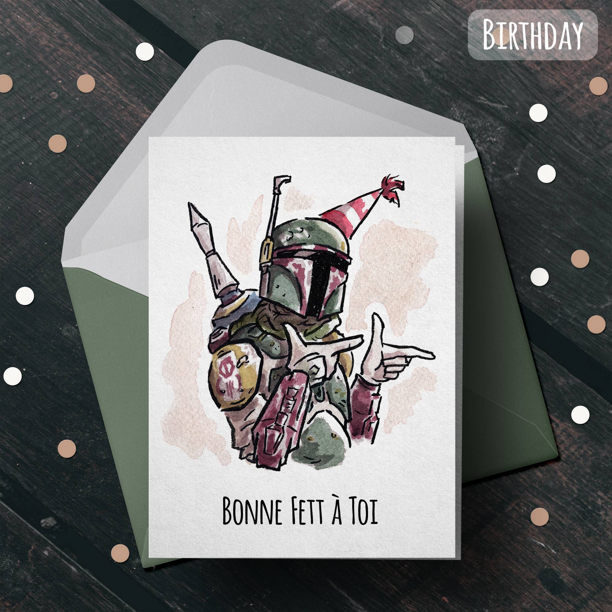 Boba Fett Star Wars Mandalorian Personalised Wrapping Paper, Gift Wrap With  Tags From Hand Drawn Artwork With Ribbon 