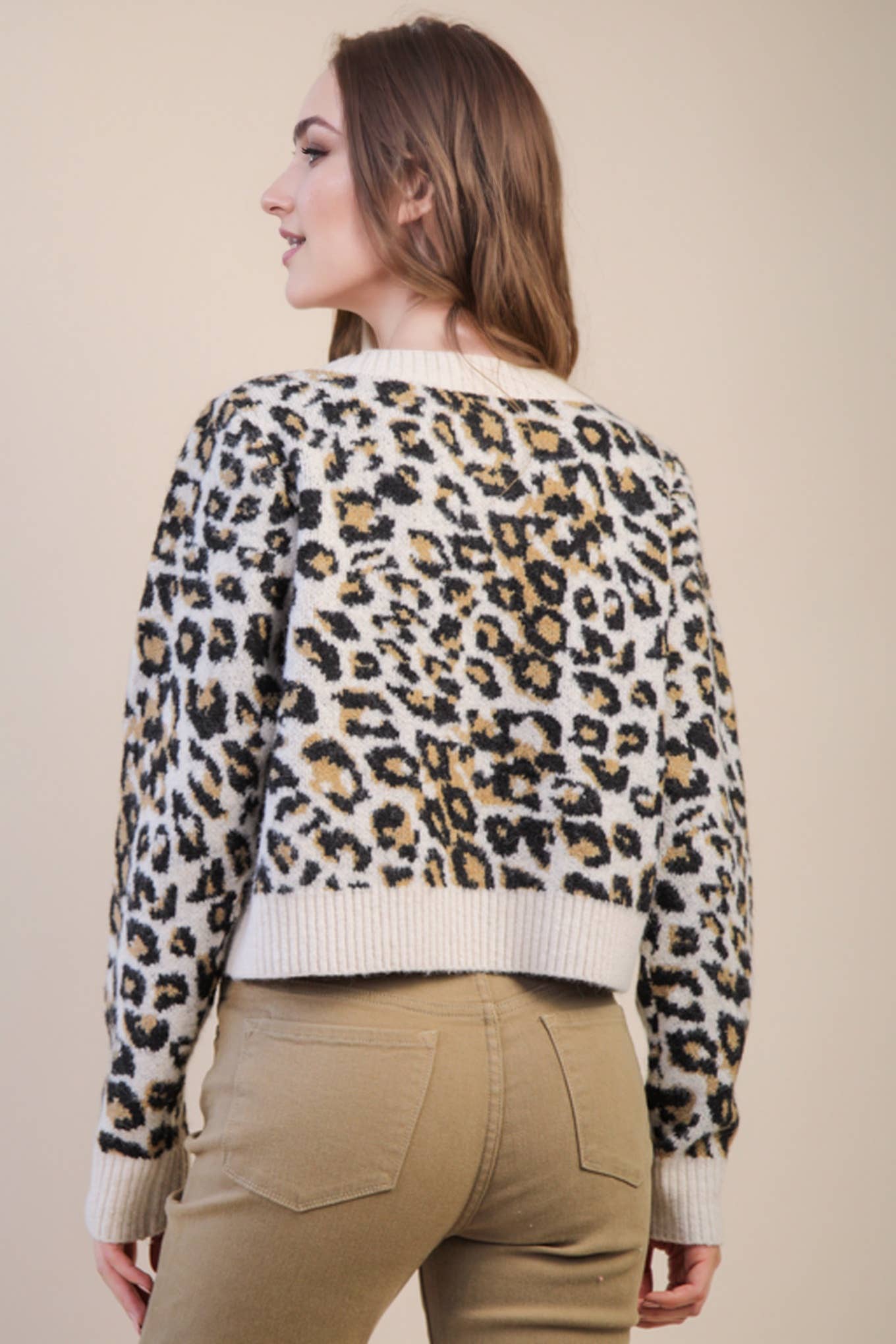 VERY J - Wholesale Cardigan - Women's - 12W3475N-Print & Solid Soft Knit Sweater Cardigan2