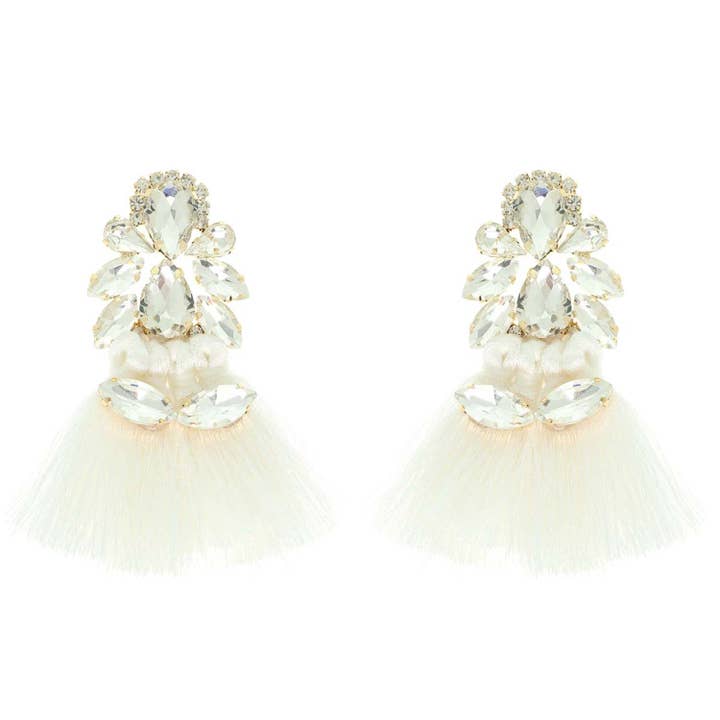 SP Sophia Collection - Wholesale Tassel Earrings - Boho Gemstone Cluster Thread Tassel Earrings