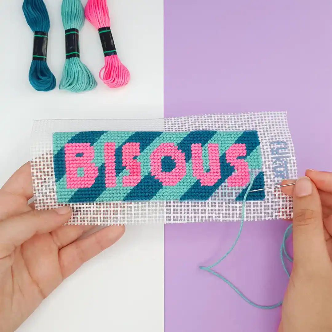 Fukuri - Wholesale Craft Sewing Kit - Gift idea - DIY - Needlepoint kit-bookmark- Kiss2