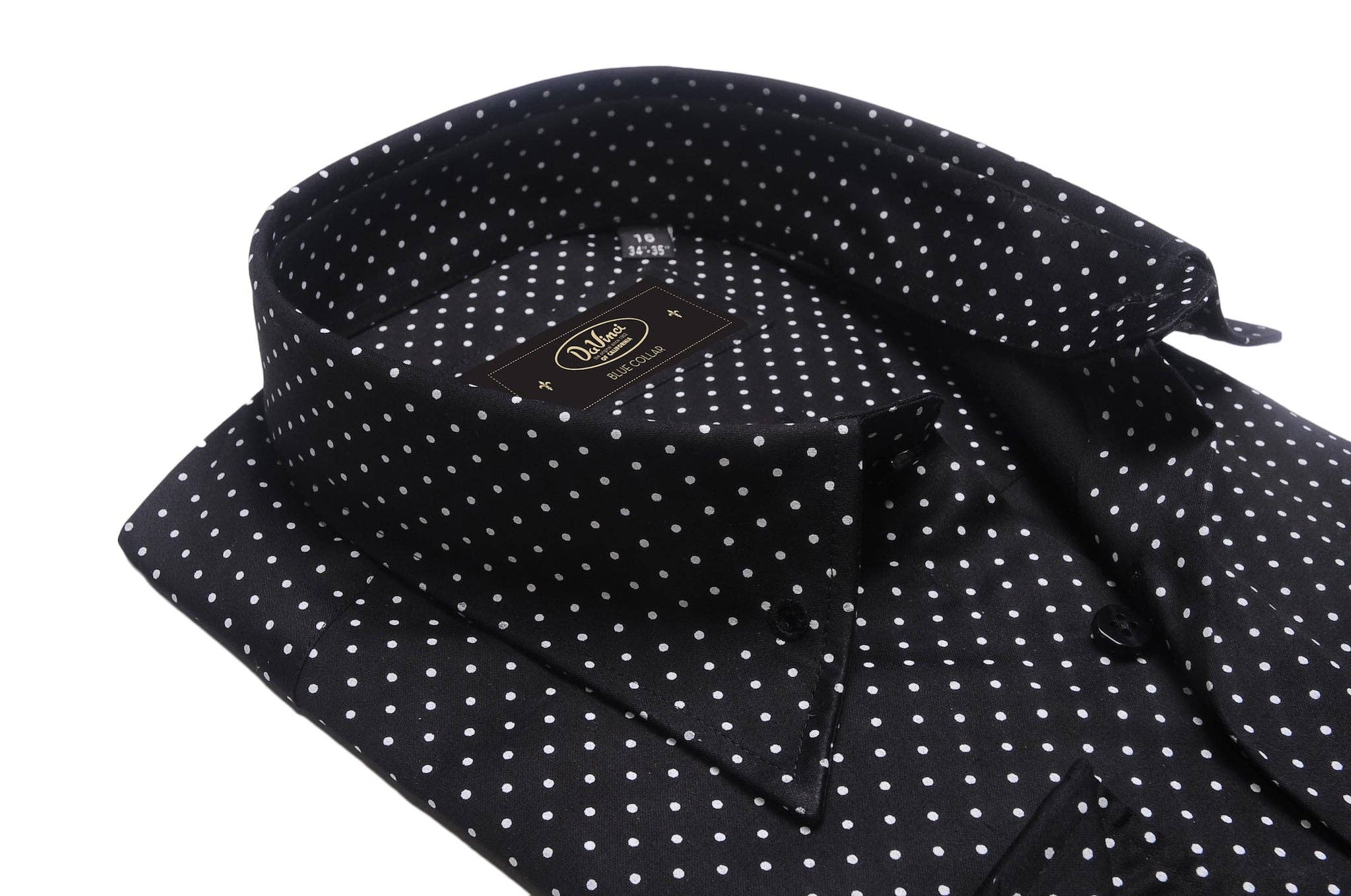 Virgoan Wish LLC - Wholesale Button Down Shirt - Men's - Da Vinci Blue Collar | Pin Collar Polkadot shirt3
