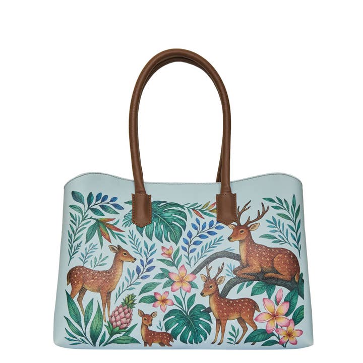 Deer Printed Leather Carryall Shoulder Tote Bag for Ladies for wholesale by Sishka Ltd