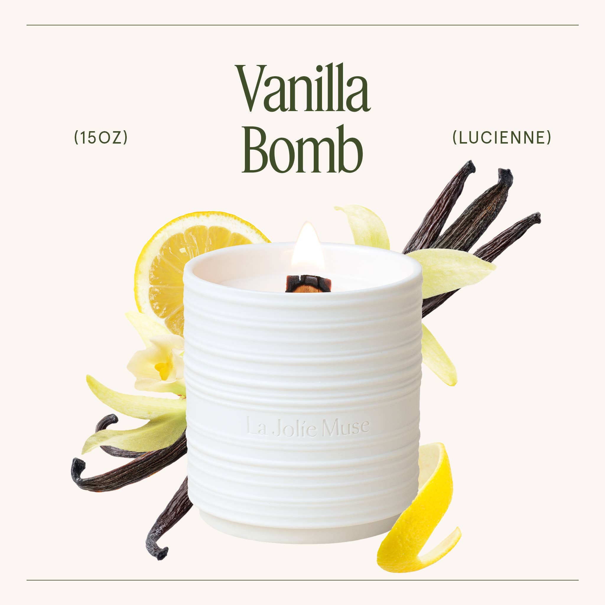 La Jolie Muse - Wholesale Jar/Filled Candle - Lucienne - Vanilla Bomb 15oz Candle1