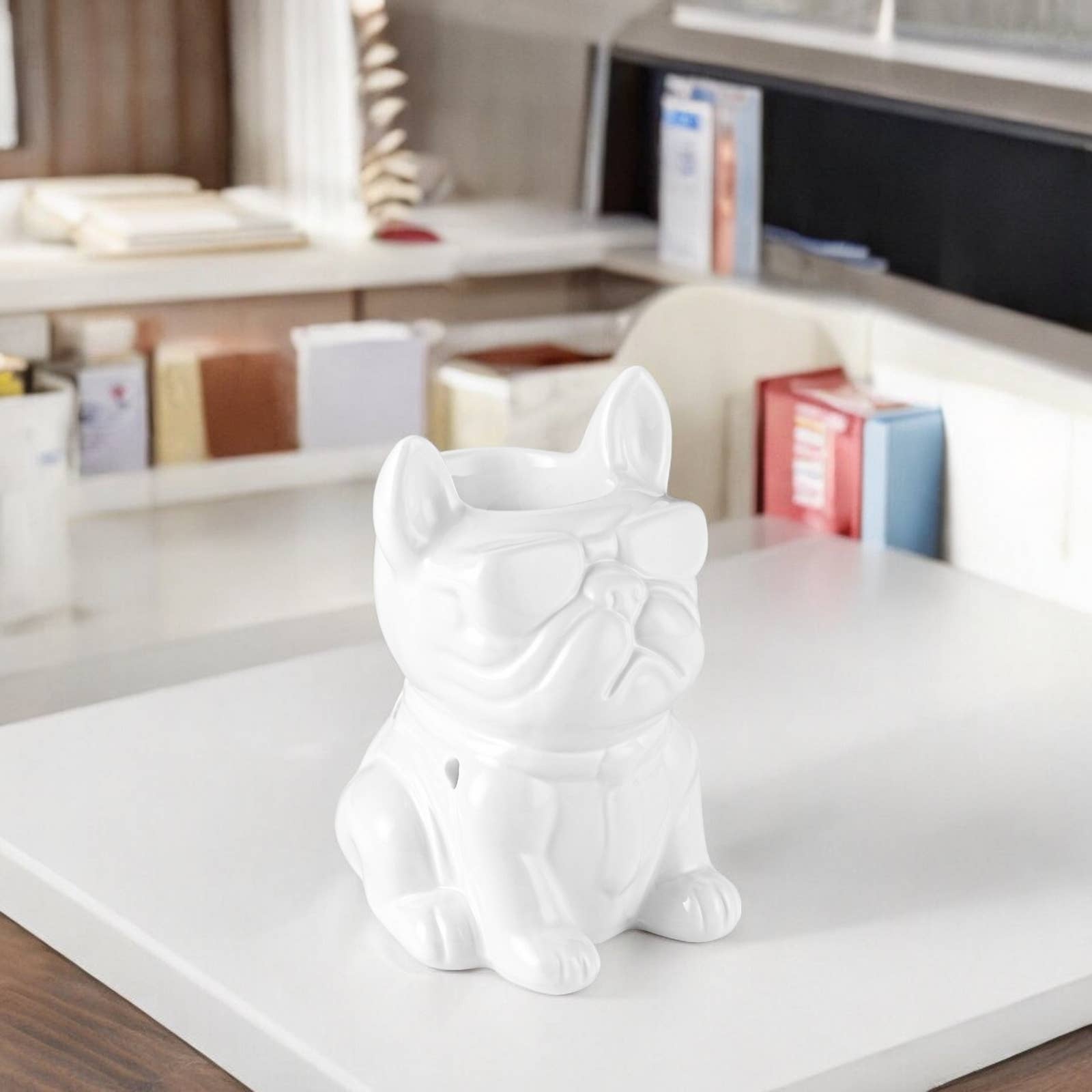 Zen'Arôme - Wholesale Tapered Candle/Candlestick - White Boubou French Bulldog Ceramic Incense Burner12