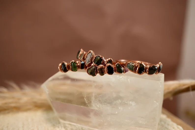 Daddy Daughter Jewelry - Wholesale Multi-Stone Ring - Multi-Colored Tourmaline Ring || Copper Crystal Ring ||8