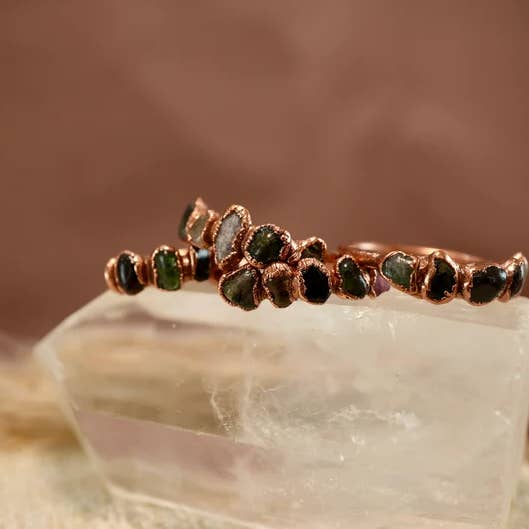 Daddy Daughter Jewelry - Wholesale Multi-Stone Ring - Multi-Colored Tourmaline Ring || Copper Crystal Ring ||8