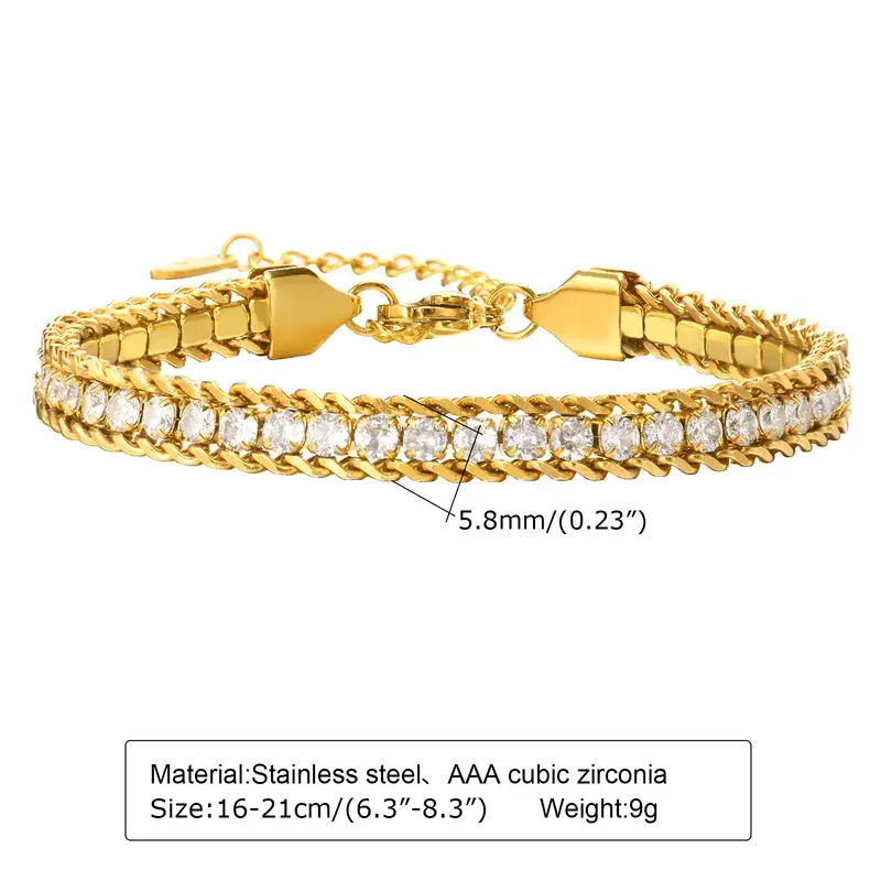 Sweet Cherry Sky - Wholesale Tennis Bracelet - 18K Gold Plated Stainless Steel Inlay Zircon Bracelet6
