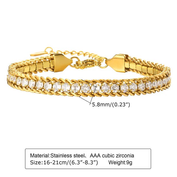Sweet Cherry Sky - Wholesale Tennis Bracelet - 18K Gold Plated Stainless Steel Inlay Zircon Bracelet6