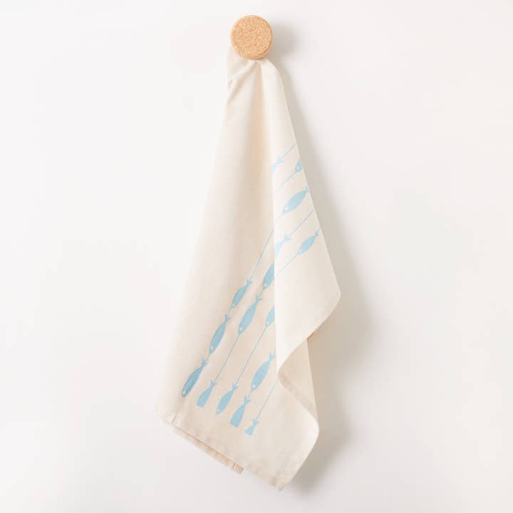 Organic Tea Towel | Fish on a Line for wholesale by LIGA