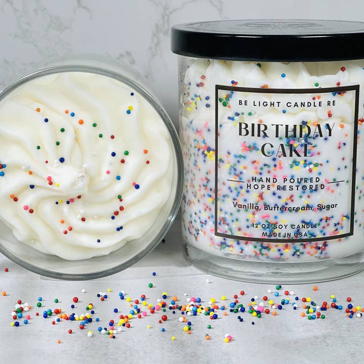Be Light Candle RE - Wholesale Jar/Filled Candle - Birthday Cake, Scented Soy Candle | Most Loved Gift | Friend