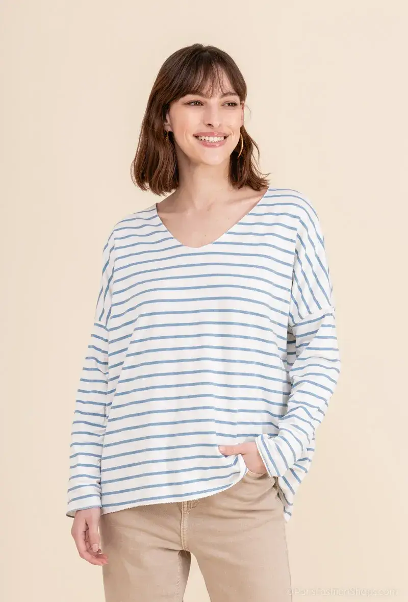 Mimi & Gogo - Vendita all'ingrosso Maglietta - Donna - Maglietta a righe taglia unica0