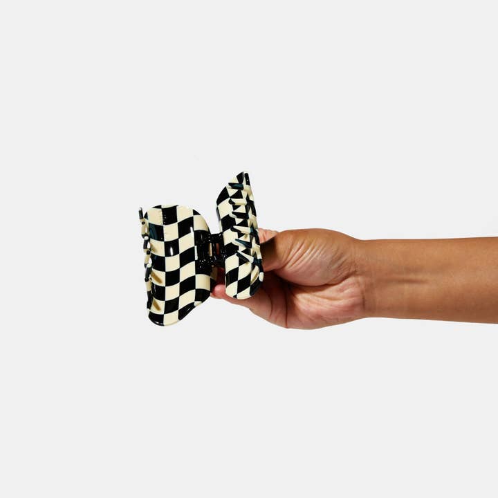 CHUNKS - Wholesale Hair Clip - Women's - Checker Claw in Black + White3